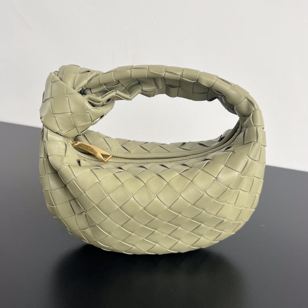 Small Jodie Intreccio Leather Shoulder Bag Bean Green